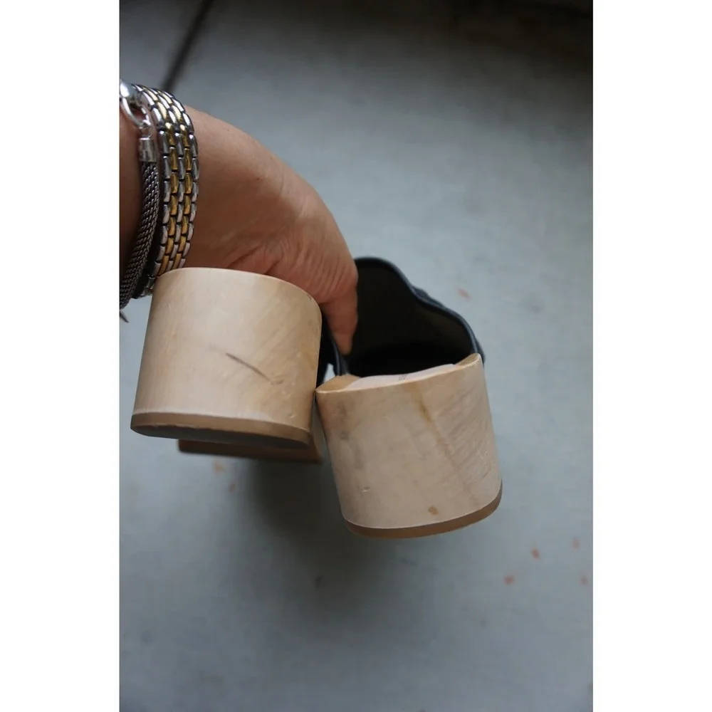 Loeffler Randall Polina Black Leather Braided‎ Slide Clogs Mules\Size 7.5 - Picture 5 of 8